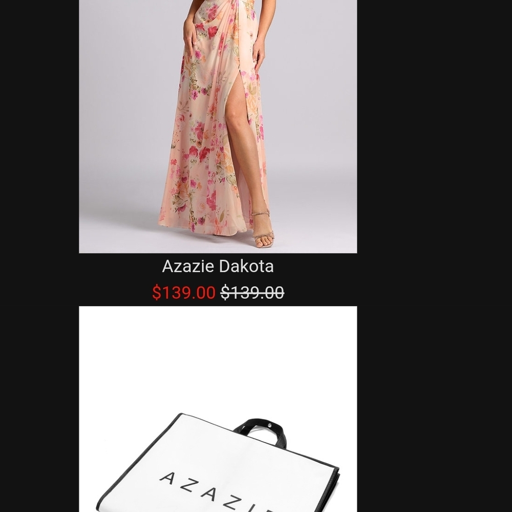 Azazie Dakota Pink Floral Gown